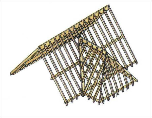Конструкция многощипцовой крыши: стропильная система, чертежи, сложности при обустройстве ендовы